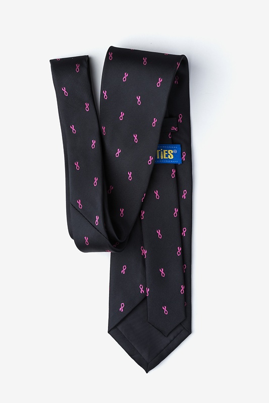 Breast Cancer Ribbon Black Extra Long Tie