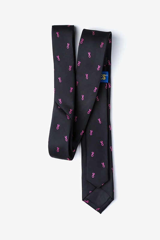 Breast Cancer Ribbon Black Skinny Tie