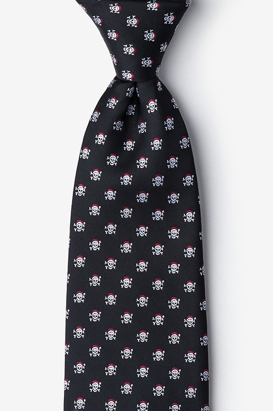 Christmas Skulls Black Extra Long Tie