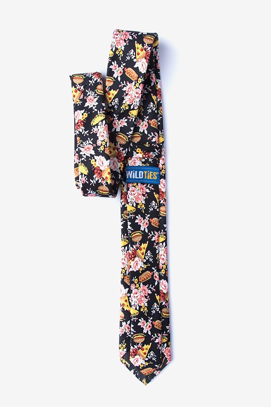 Fast Food Floral Black Skinny Tie