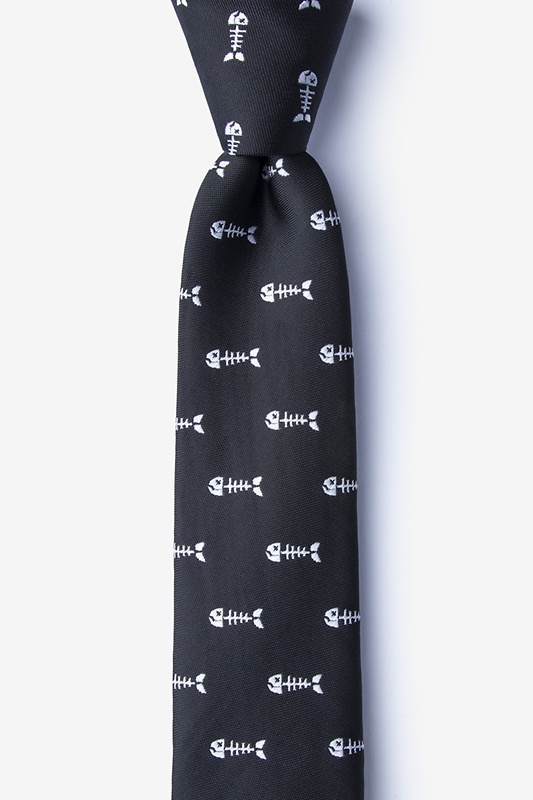 Fish Bones Black Skinny Tie