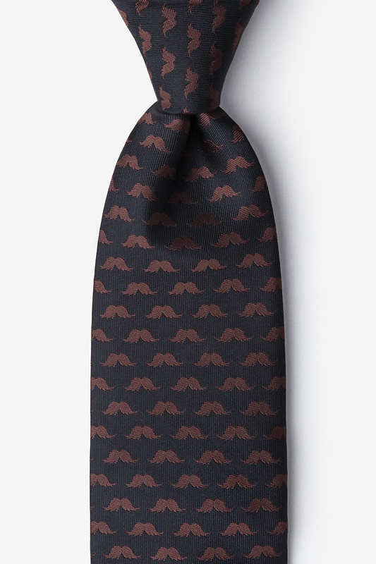 Mustache Repeat Black Extra Long Tie