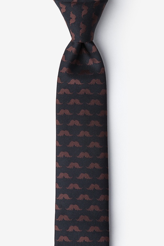 Mustache Repeat Black Skinny Tie