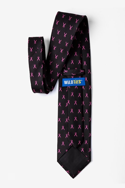 Pink Ribbon for Breast Cancer Awareness Black Extra Long Tie