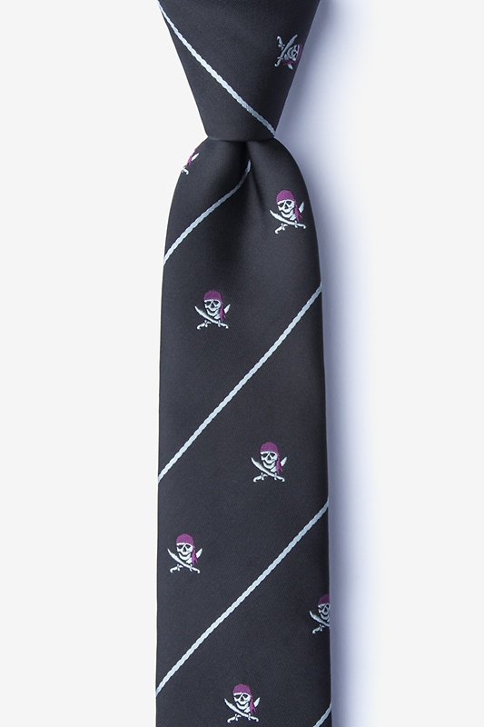 Pirate Skull and Swords Black Skinny Tie