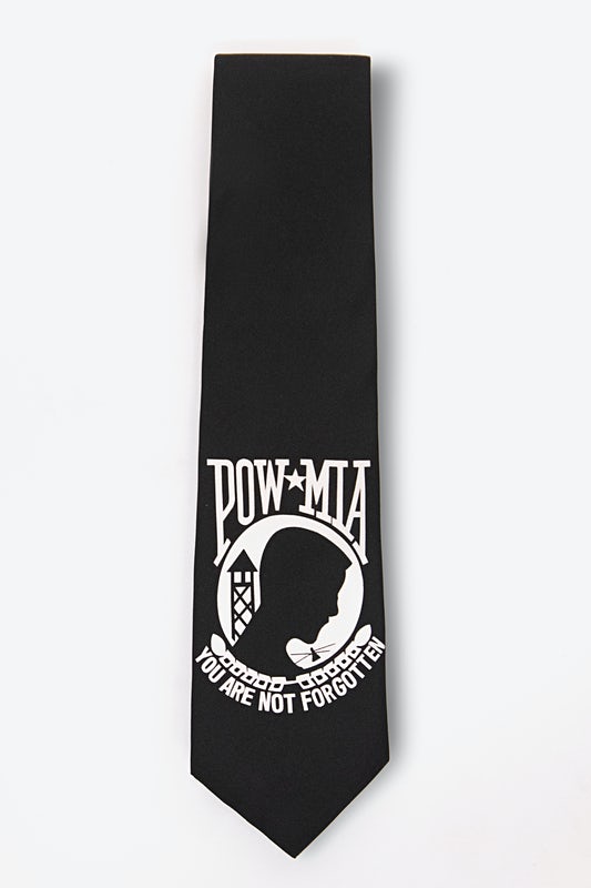 POW MIA XL Black Extra Long Tie