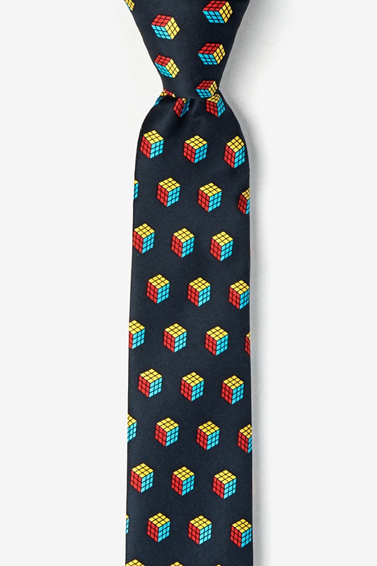 Puzzle Cubes Black Skinny Tie