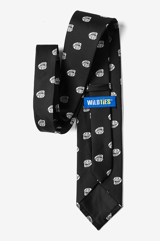 Troll Face Black Extra Long Tie