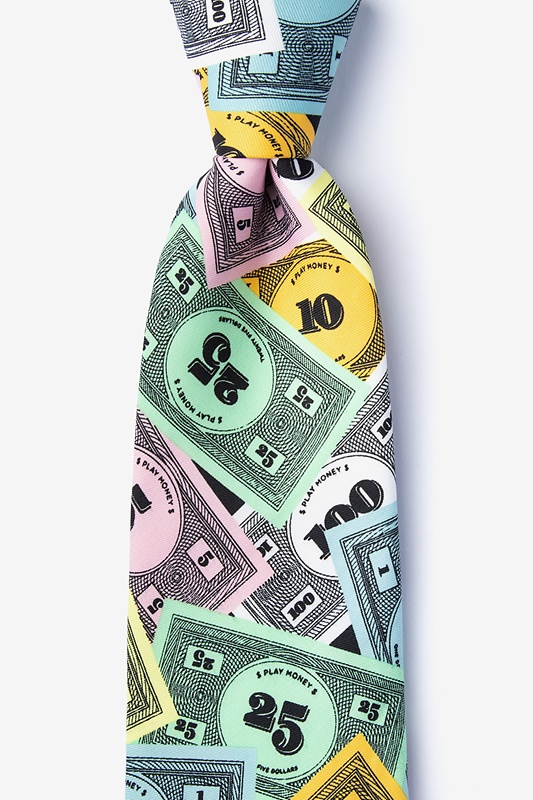 Play Money Black Extra Long Tie