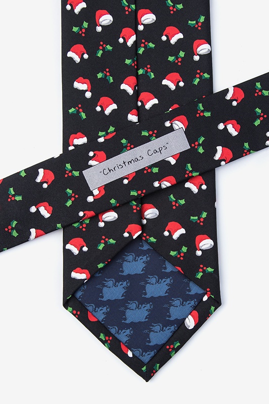 Christmas Caps Black Extra Long Tie