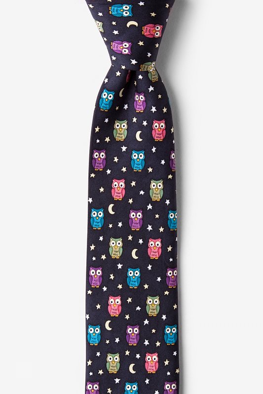 Night Owl Black Skinny Tie