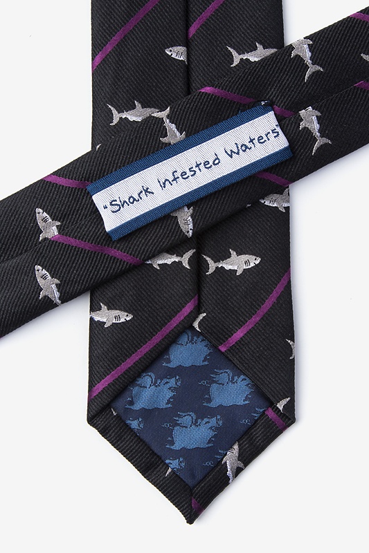 Shark Infested Waters Black Skinny Tie