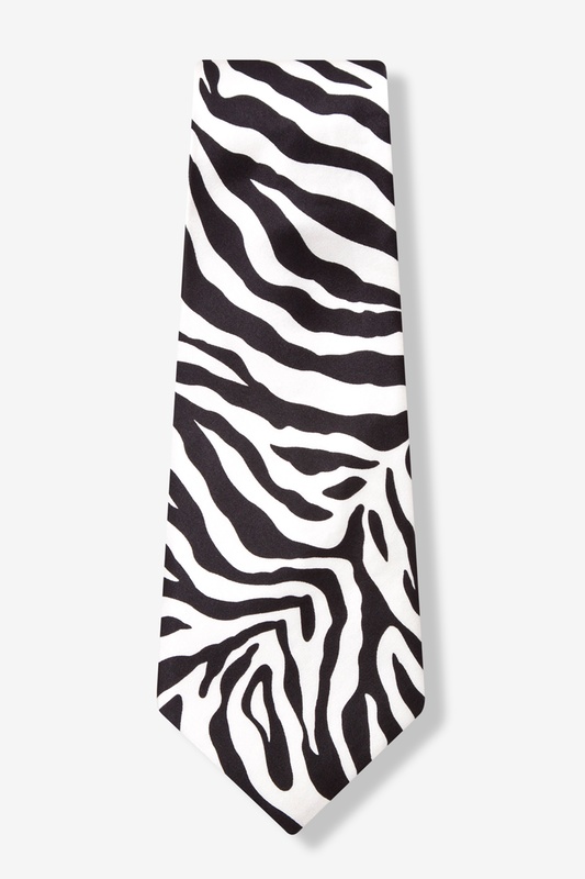 Zebra Print Black Extra Long Tie