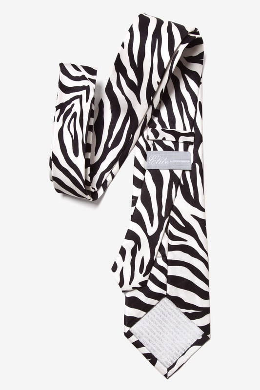 Zebra Print Black Extra Long Tie