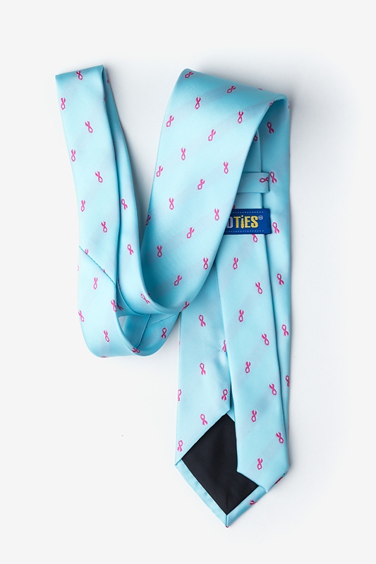 Breast Cancer Ribbon Blue Extra Long Tie