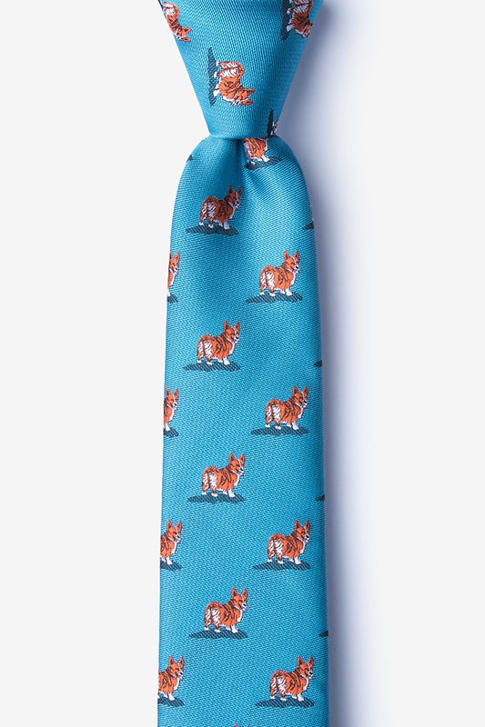 Corgi Dogs Blue Skinny Tie