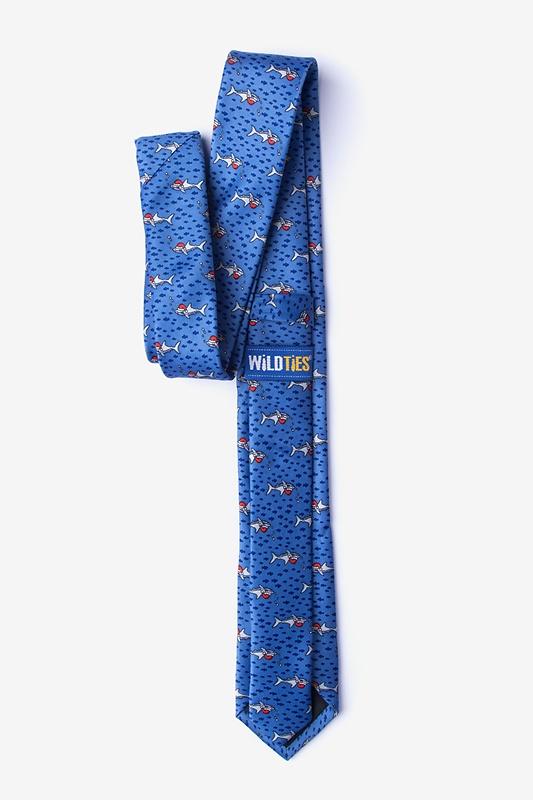 Santa Sharks Blue Skinny Tie