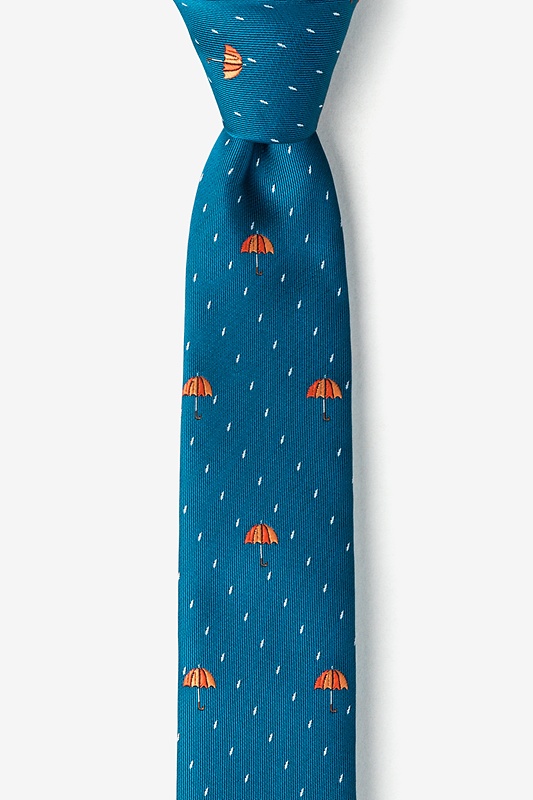 Umbrellas Blue Skinny Tie