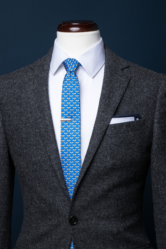 Micro Bees Blue Skinny Tie