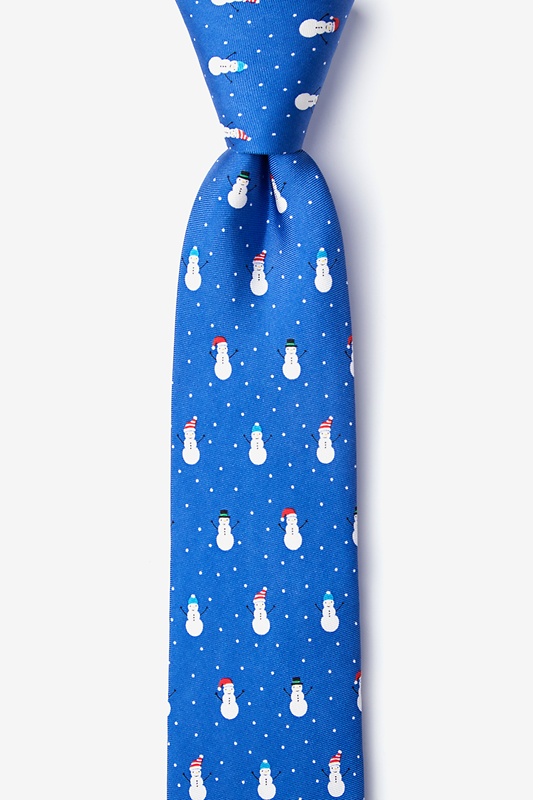 Snowmen in the Snow Blue Skinny Tie