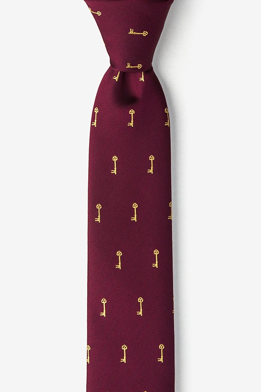 Antique Keys Burgundy Skinny Tie