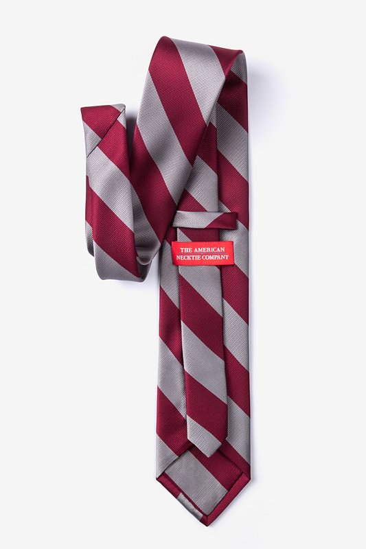 Burgundy & Gray Stripe Extra Long Tie