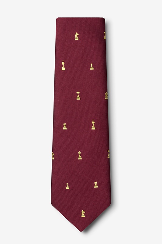 Checkmate Burgundy Extra Long Tie