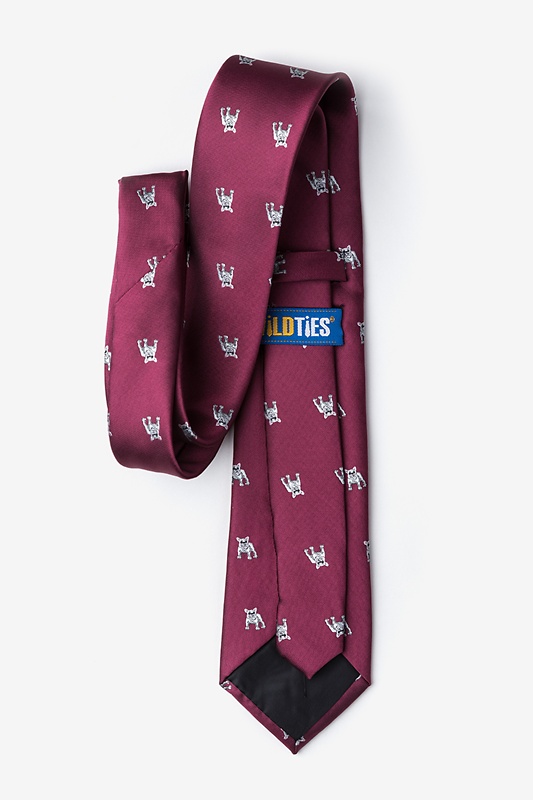 French Bulldog Burgundy Extra Long Tie