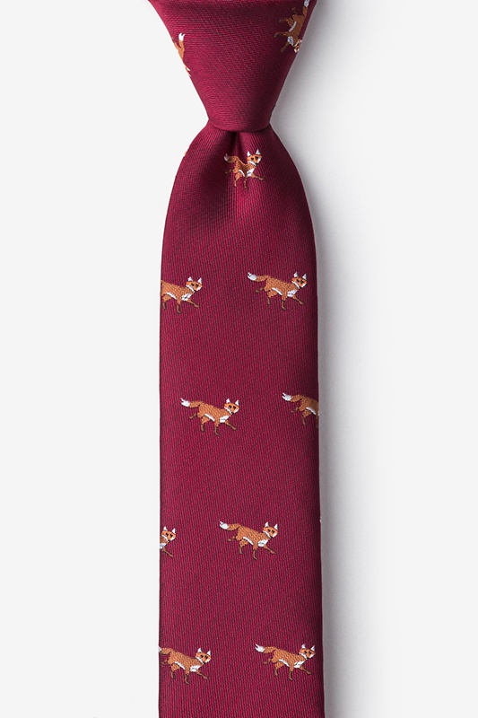 Prowling Foxes Burgundy Skinny Tie