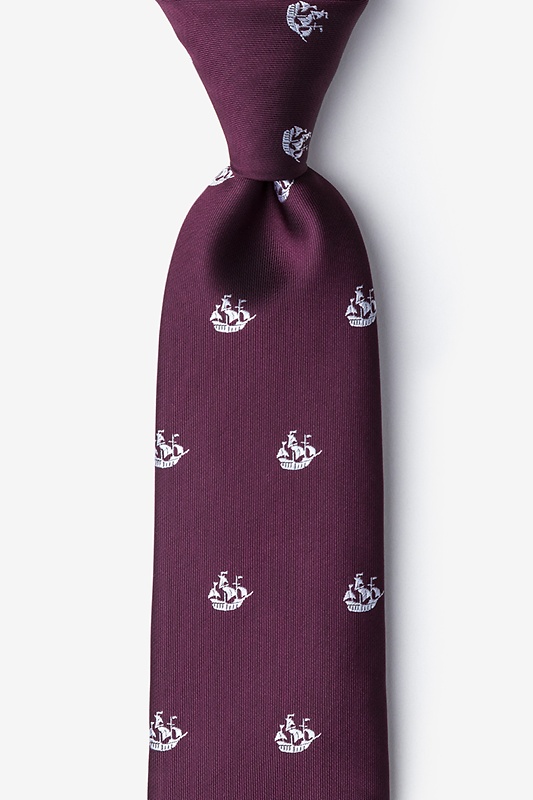 Ships Ahoy Burgundy Tie