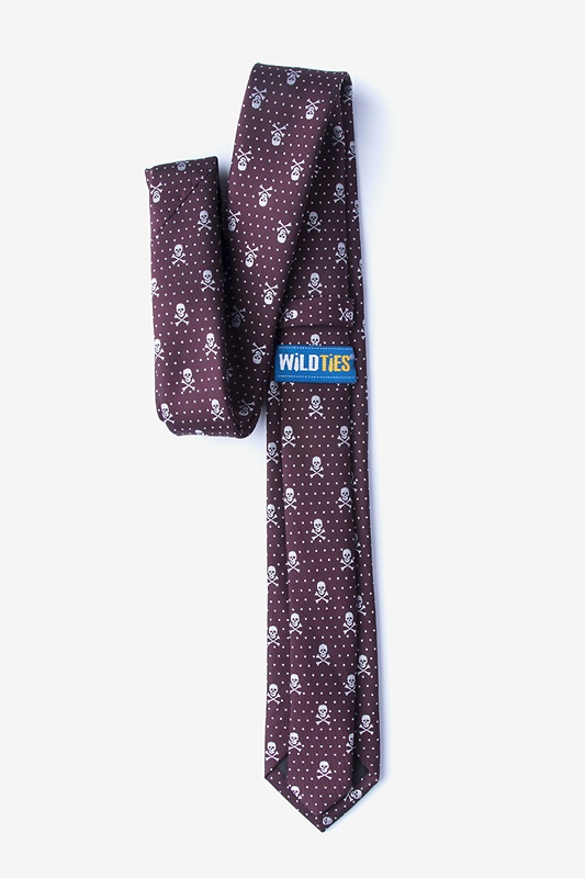 Skull and Polka Dot Burgundy Skinny Tie