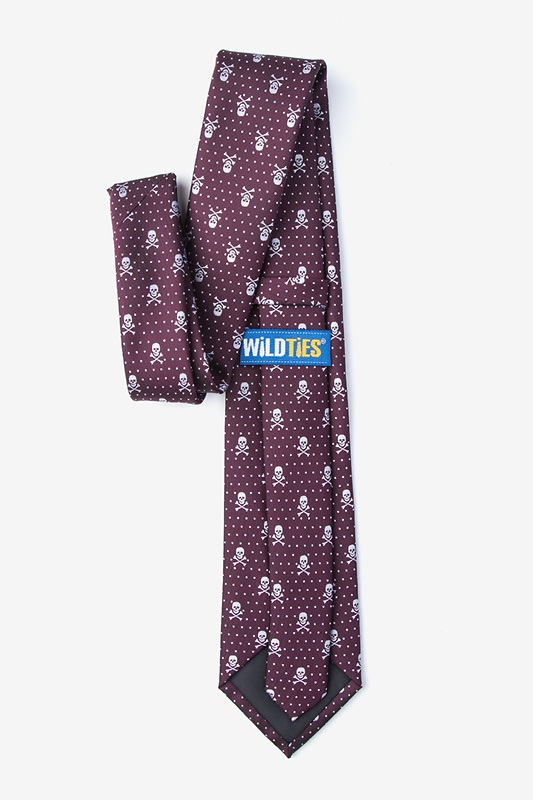 Skull and Polka Dot Burgundy Tie