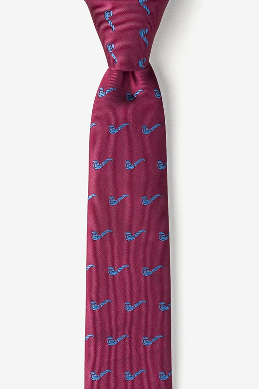 Tobacco Pipes Burgundy Skinny Tie