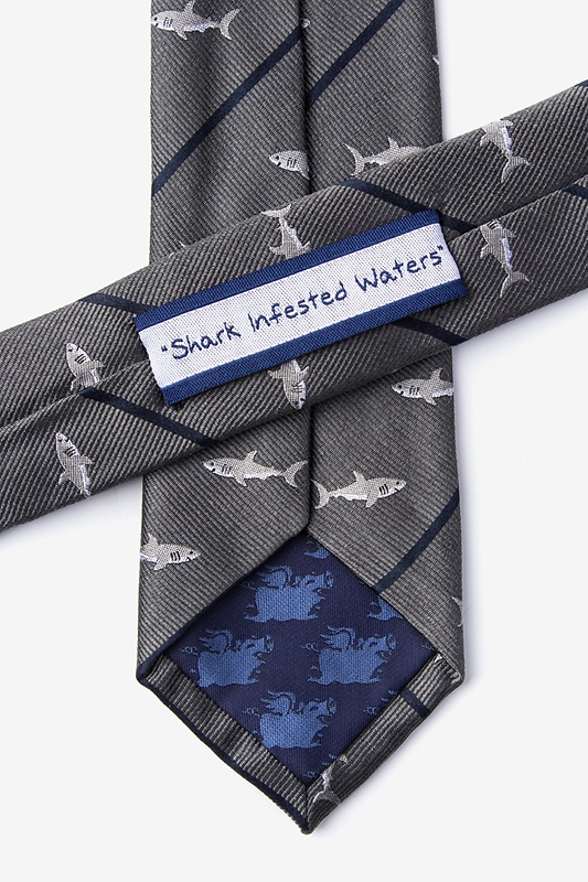 Shark Infested Waters Charcoal Skinny Tie