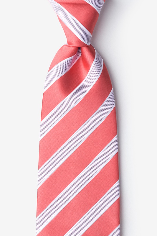 Jefferson Stripe Coral Extra Long Tie