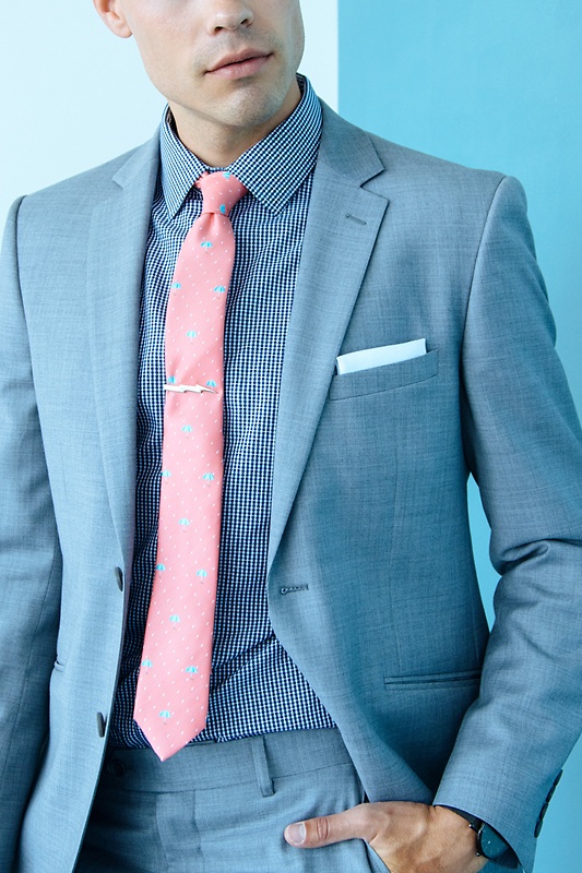 Umbrellas Coral Skinny Tie