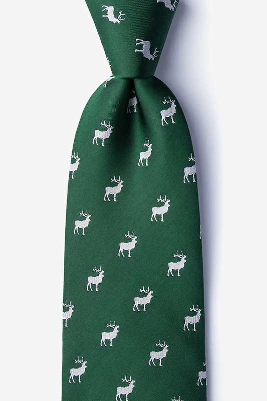 Majestic Elk Dark Green Extra Long Tie