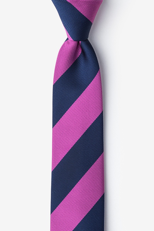 Fuchsia & Navy Stripe Skinny Tie