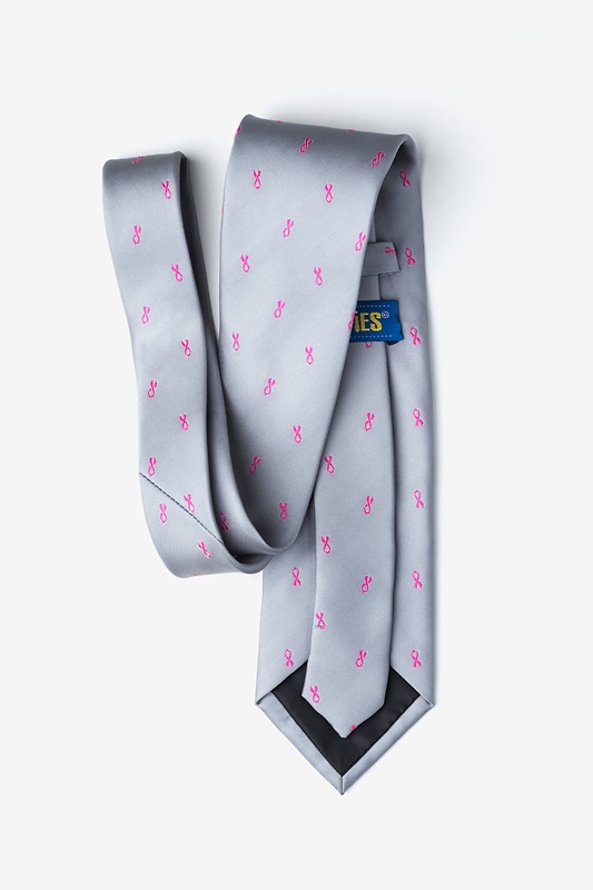 Breast Cancer Ribbon Gray Extra Long Tie