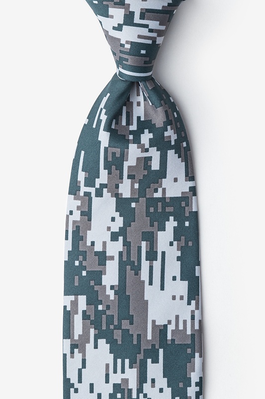 Digital Camo Gray Extra Long Tie