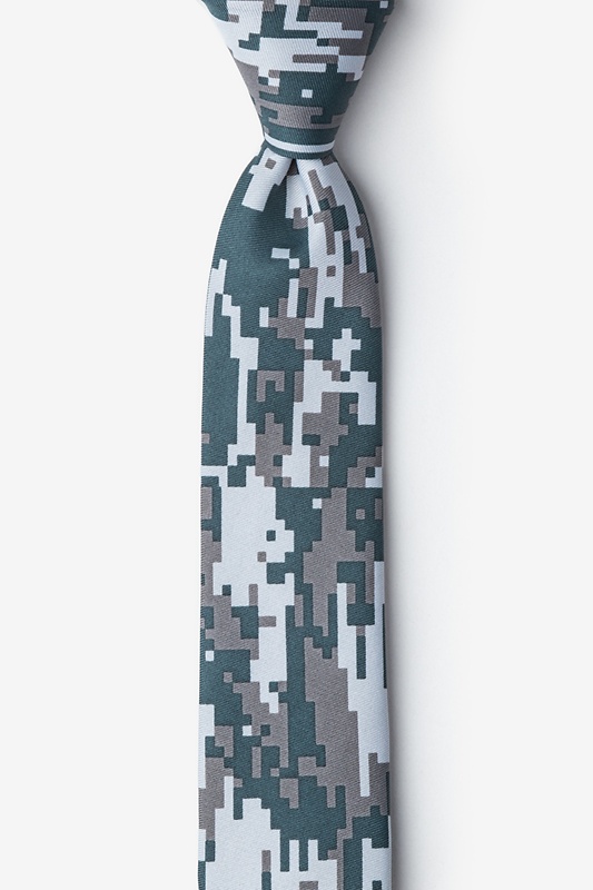 Digital Camo Gray Skinny Tie