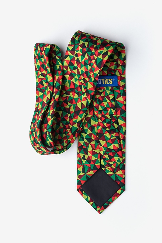 Christmas Kaleidoscope Triangles Green Extra Long Tie