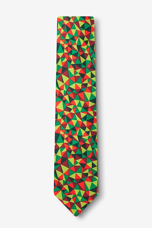 Christmas Kaleidoscope Triangles Green Skinny Tie