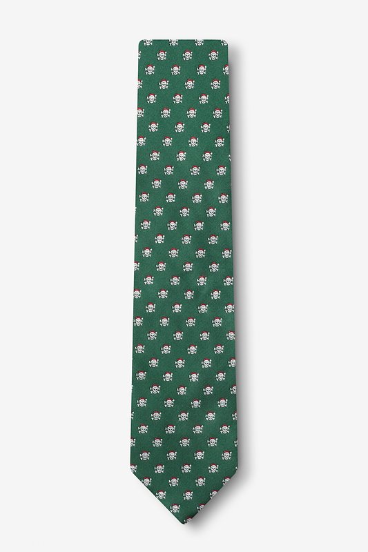 Christmas Skulls Green Skinny Tie