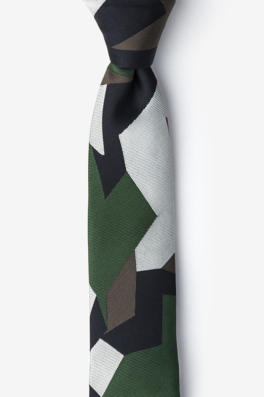 Geometric Camo Green Skinny Tie