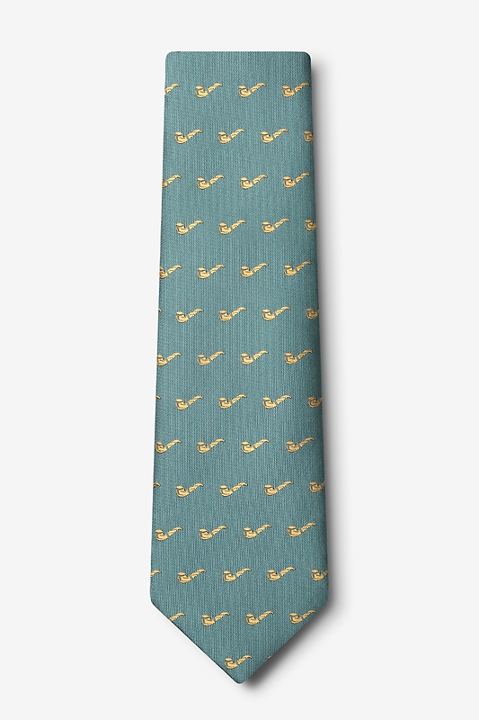 Tobacco Pipes Green Extra Long Tie