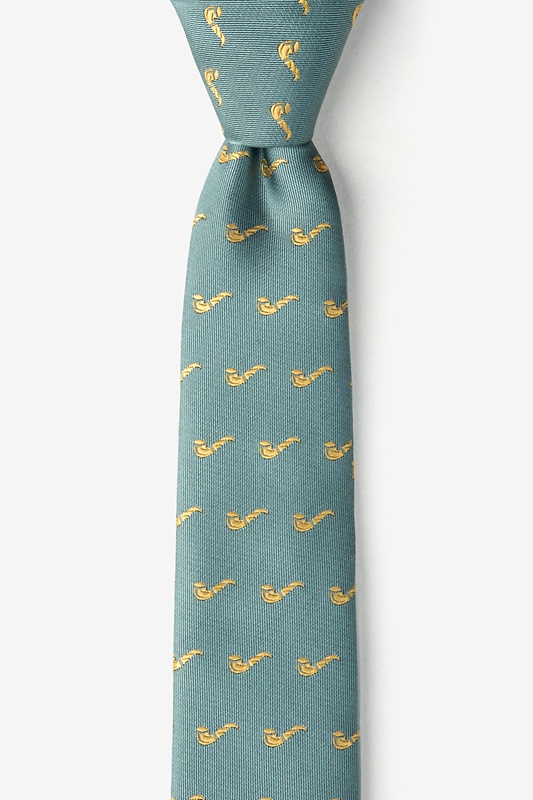 Tobacco Pipes Green Skinny Tie