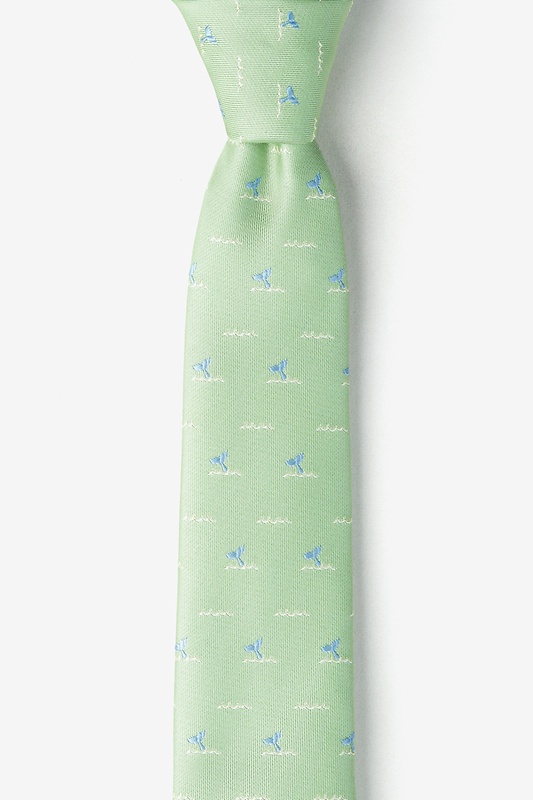 Whale Tails Green Skinny Tie