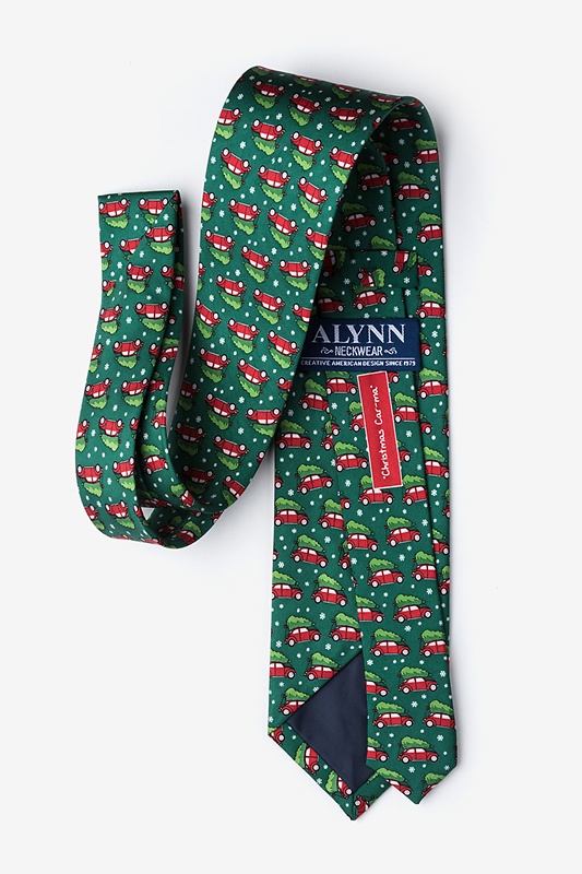 Christmas Car-ma Green Extra Long Tie