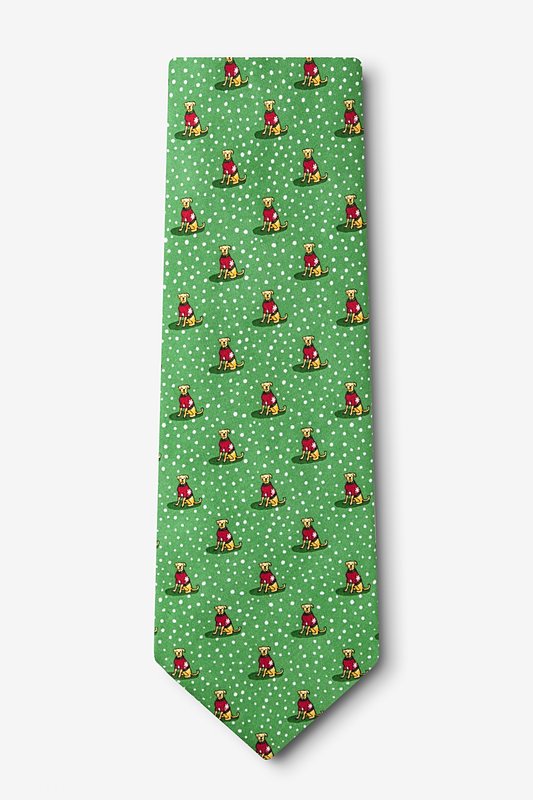 Feliz Navidog Green Extra Long Tie